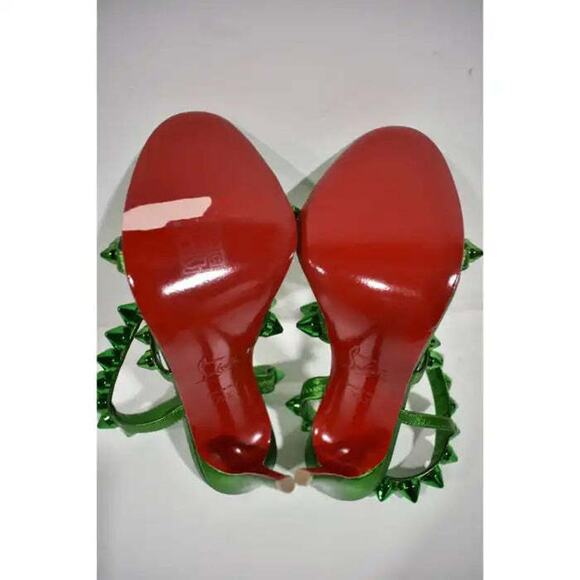 Christian Louboutin Spikita Strap 100 Spinach Green Strap Sandal Heel Pump 35.5 - Picture 12 of 12